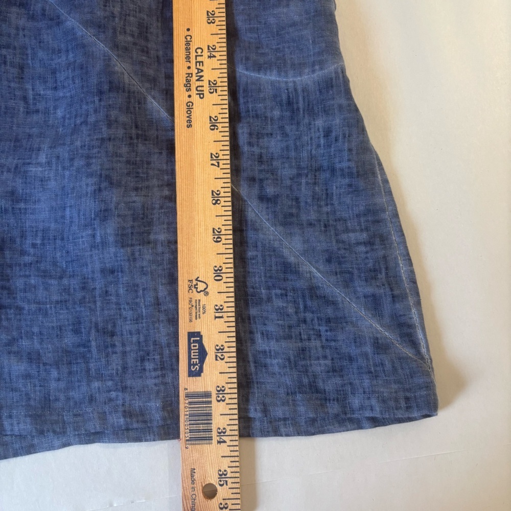 100% Linen Made in Italy Midi Sleeveless Blue Linen Shift Dress Sz M Unbranded - Picture 10 of 11